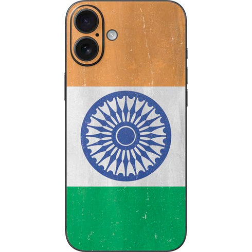 India Flag Distressed iPhone 16 Plus Skin